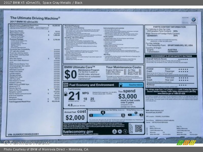 Space Gray Metallic / Black 2017 BMW X5 sDrive35i