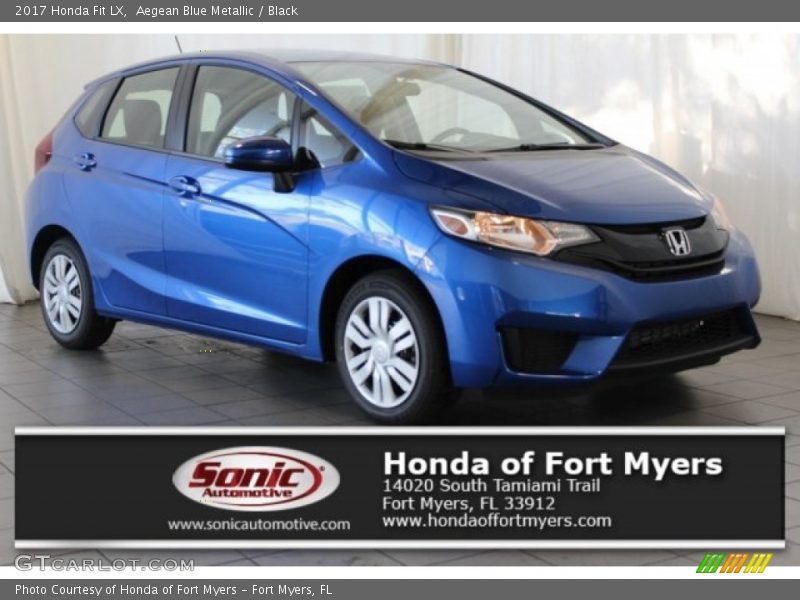 Aegean Blue Metallic / Black 2017 Honda Fit LX