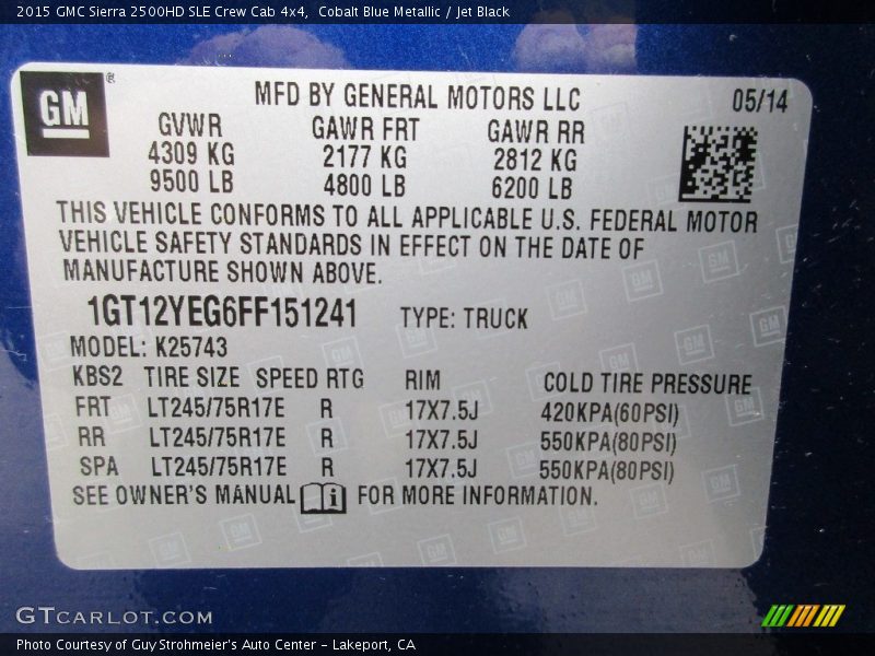 Cobalt Blue Metallic / Jet Black 2015 GMC Sierra 2500HD SLE Crew Cab 4x4