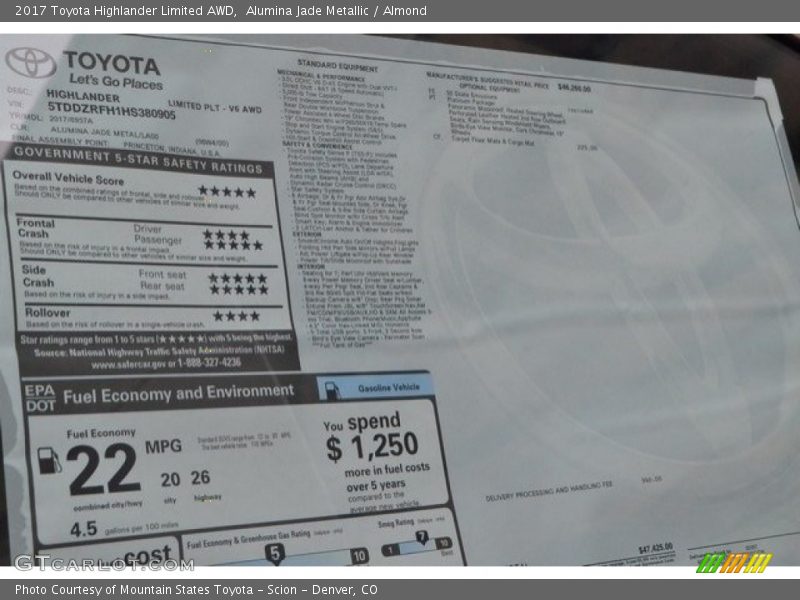 Alumina Jade Metallic / Almond 2017 Toyota Highlander Limited AWD