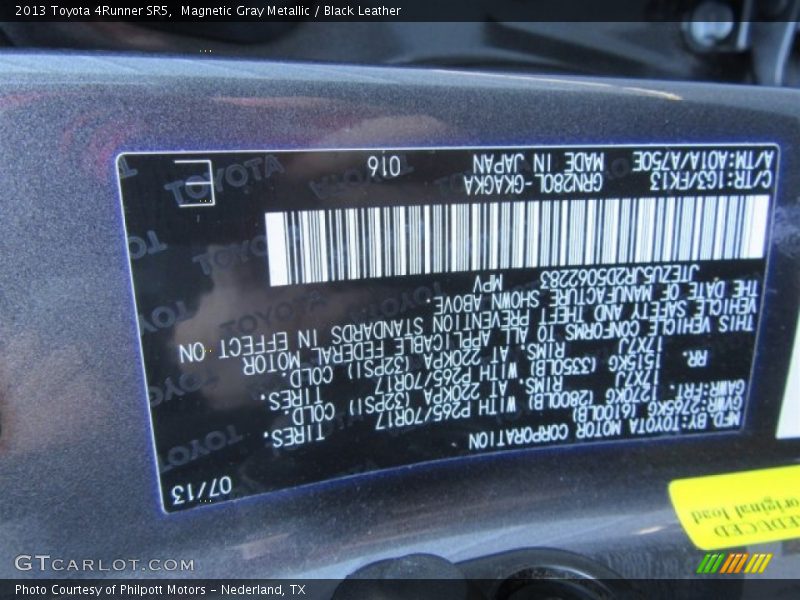 Magnetic Gray Metallic / Black Leather 2013 Toyota 4Runner SR5