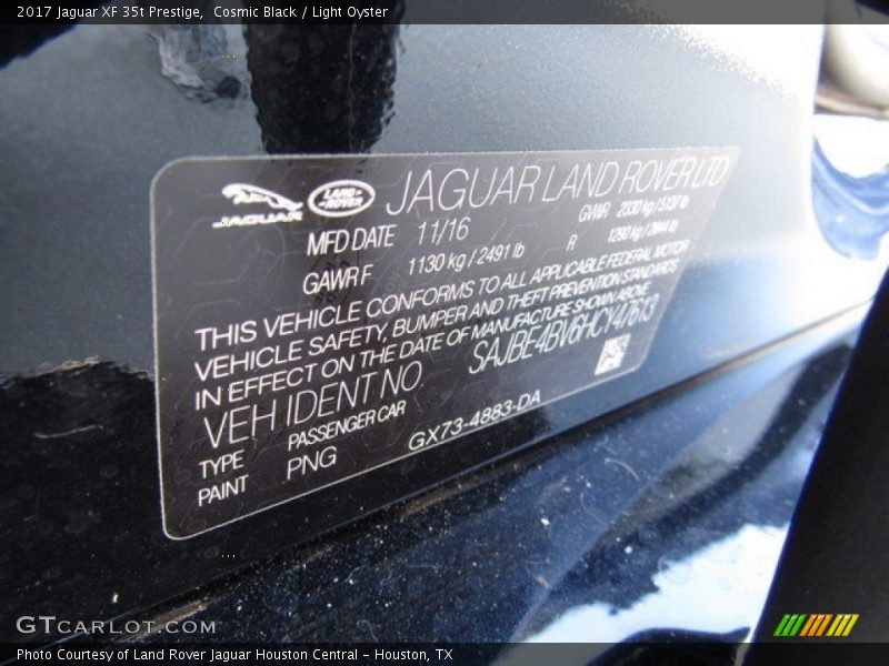 Cosmic Black / Light Oyster 2017 Jaguar XF 35t Prestige