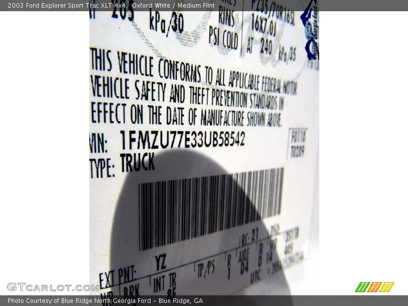 Oxford White / Medium Flint 2003 Ford Explorer Sport Trac XLT 4x4