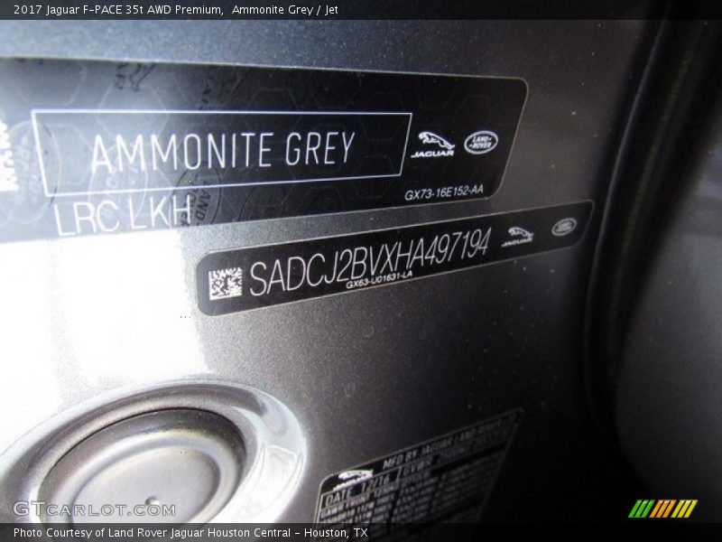 Ammonite Grey / Jet 2017 Jaguar F-PACE 35t AWD Premium