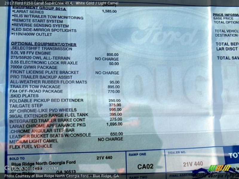 White Gold / Light Camel 2017 Ford F150 Lariat SuperCrew 4X4