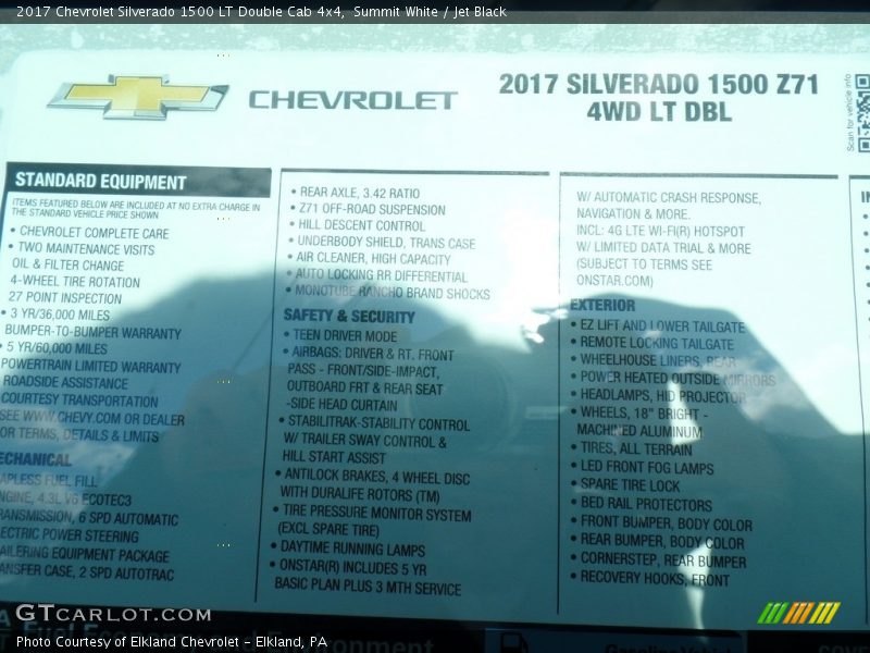  2017 Silverado 1500 LT Double Cab 4x4 Window Sticker