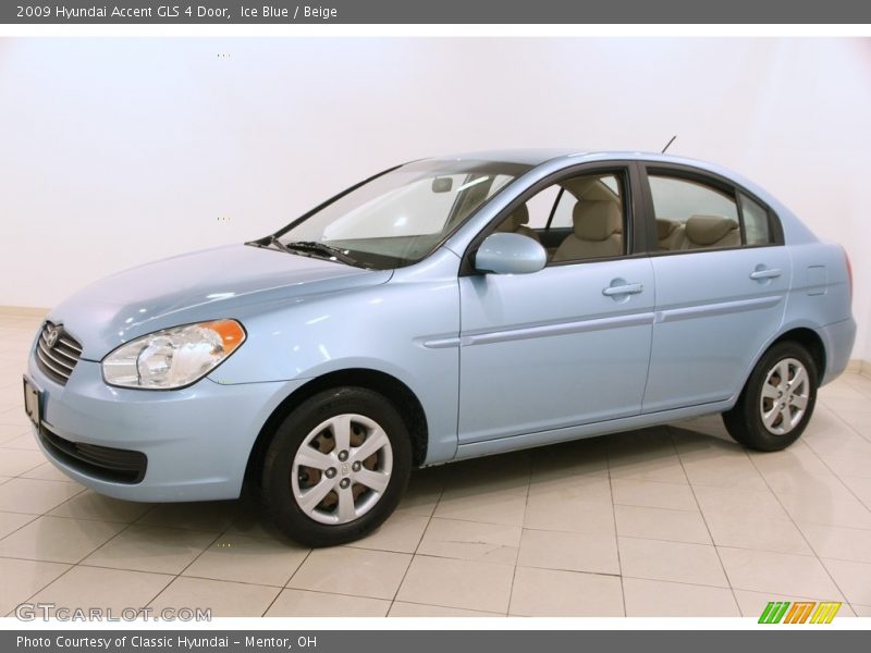 Ice Blue / Beige 2009 Hyundai Accent GLS 4 Door