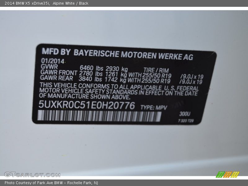 Alpine White / Black 2014 BMW X5 xDrive35i