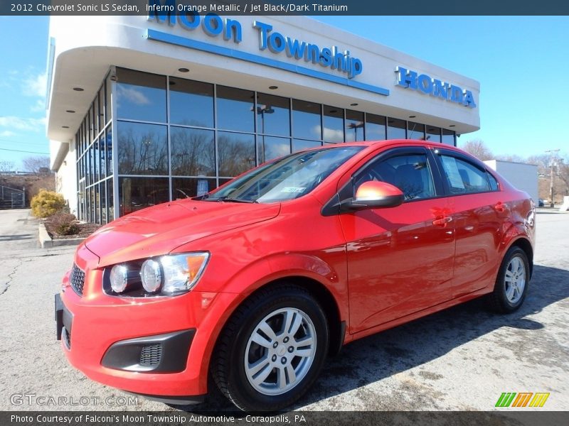 Inferno Orange Metallic / Jet Black/Dark Titanium 2012 Chevrolet Sonic LS Sedan