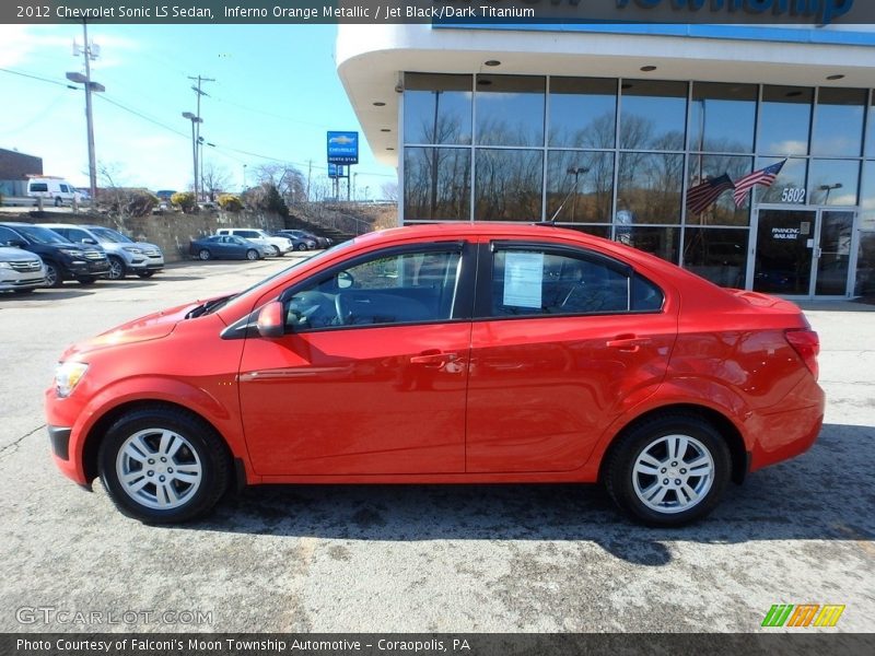 Inferno Orange Metallic / Jet Black/Dark Titanium 2012 Chevrolet Sonic LS Sedan