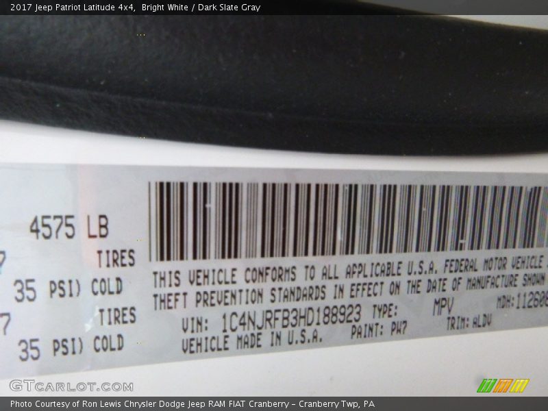 Bright White / Dark Slate Gray 2017 Jeep Patriot Latitude 4x4