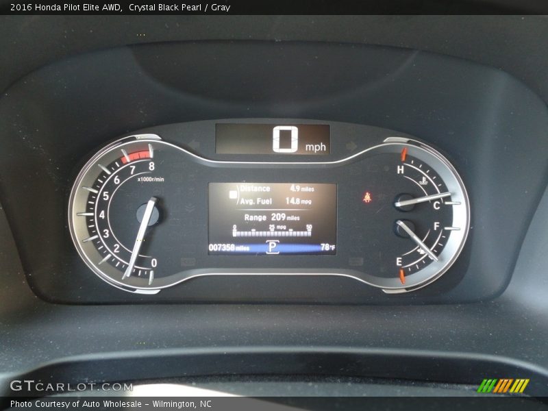 Crystal Black Pearl / Gray 2016 Honda Pilot Elite AWD