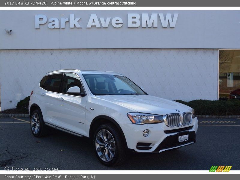 Alpine White / Mocha w/Orange contrast stitching 2017 BMW X3 xDrive28i