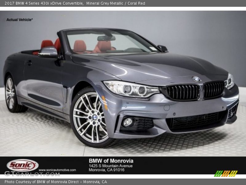 Mineral Grey Metallic / Coral Red 2017 BMW 4 Series 430i xDrive Convertible