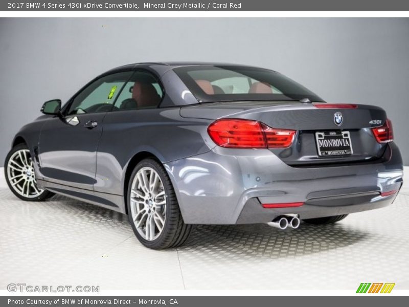 Mineral Grey Metallic / Coral Red 2017 BMW 4 Series 430i xDrive Convertible