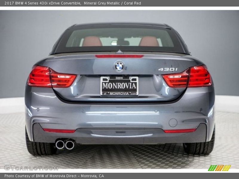Mineral Grey Metallic / Coral Red 2017 BMW 4 Series 430i xDrive Convertible