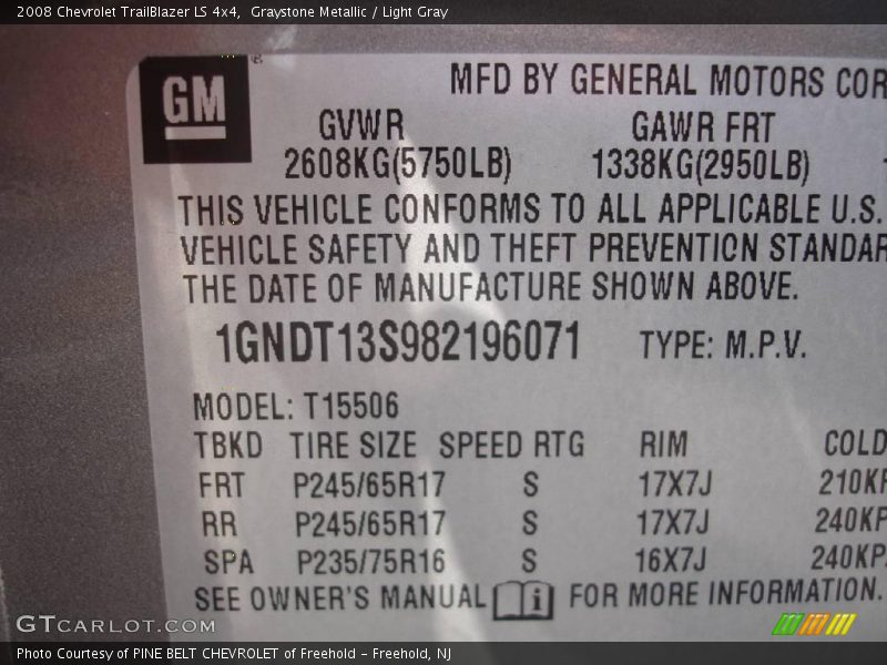 Graystone Metallic / Light Gray 2008 Chevrolet TrailBlazer LS 4x4