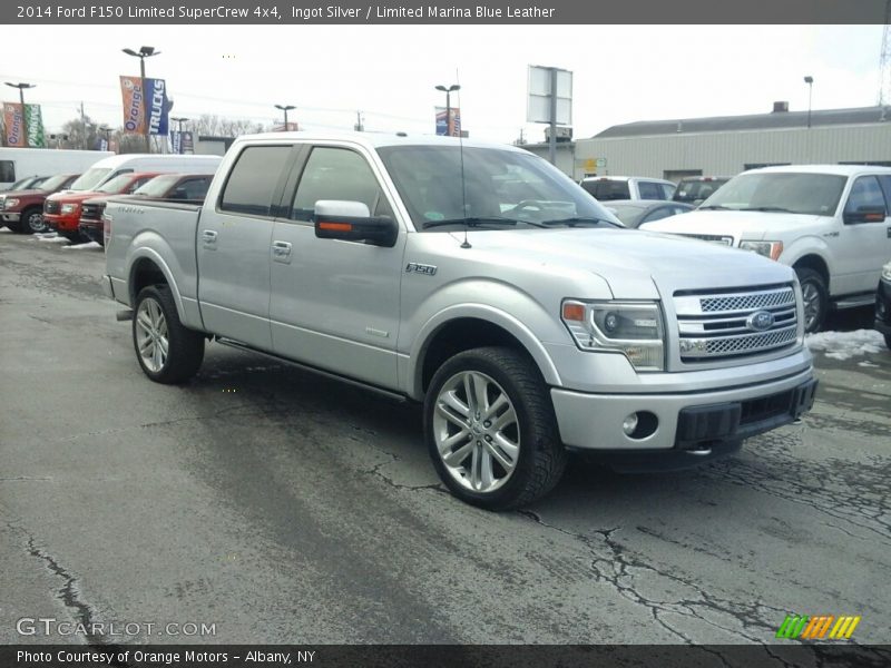 Ingot Silver / Limited Marina Blue Leather 2014 Ford F150 Limited SuperCrew 4x4