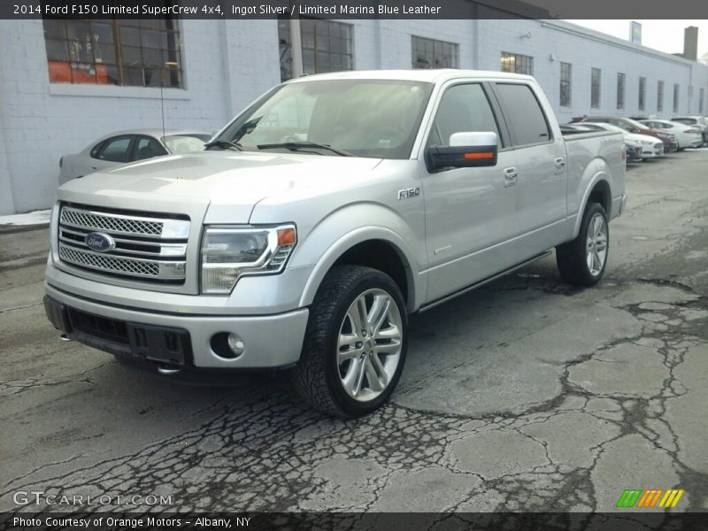 Ingot Silver / Limited Marina Blue Leather 2014 Ford F150 Limited SuperCrew 4x4