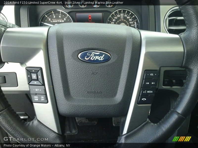 Ingot Silver / Limited Marina Blue Leather 2014 Ford F150 Limited SuperCrew 4x4