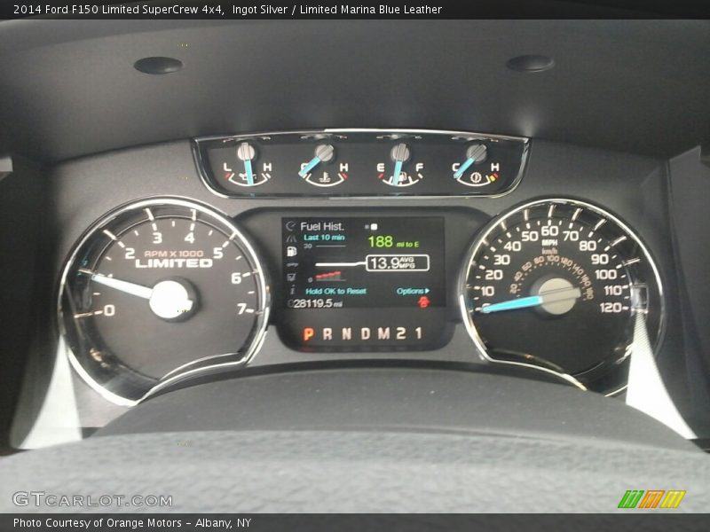 Ingot Silver / Limited Marina Blue Leather 2014 Ford F150 Limited SuperCrew 4x4
