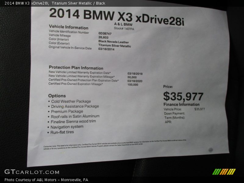 Titanium Silver Metallic / Black 2014 BMW X3 xDrive28i