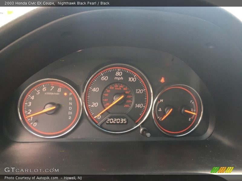 Nighthawk Black Pearl / Black 2003 Honda Civic EX Coupe