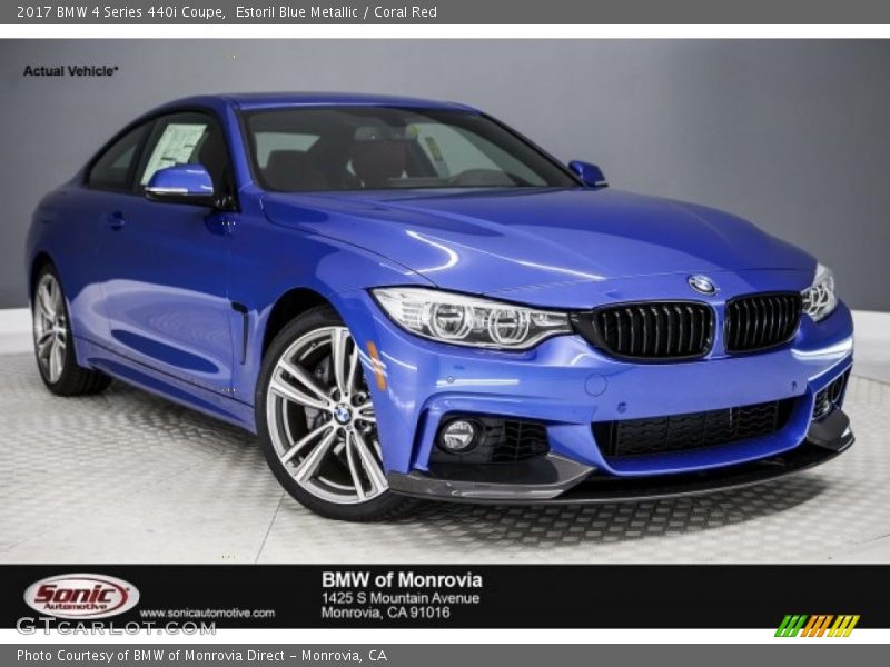 Estoril Blue Metallic / Coral Red 2017 BMW 4 Series 440i Coupe