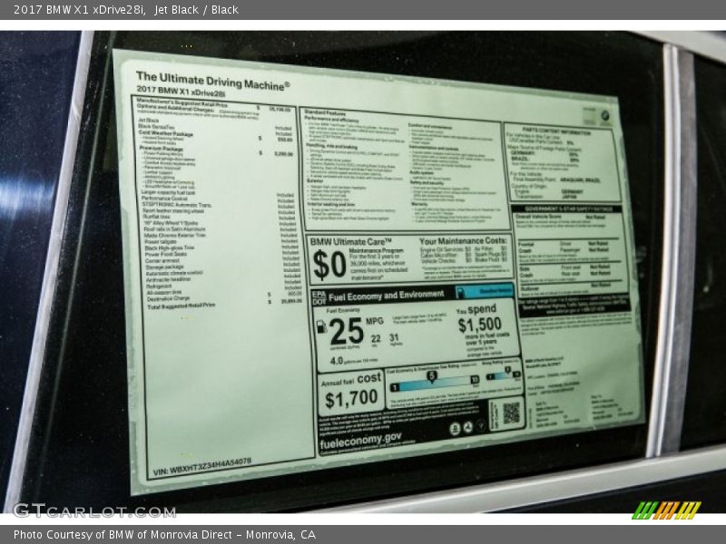 Jet Black / Black 2017 BMW X1 xDrive28i