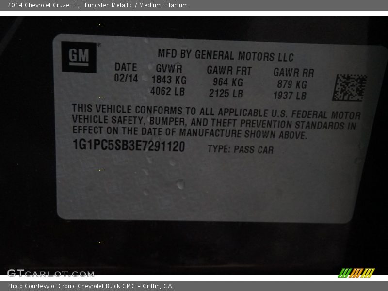 Tungsten Metallic / Medium Titanium 2014 Chevrolet Cruze LT
