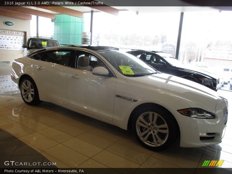 Polaris White / Cashew/Truffle 2016 Jaguar XJ L 3.0 AWD