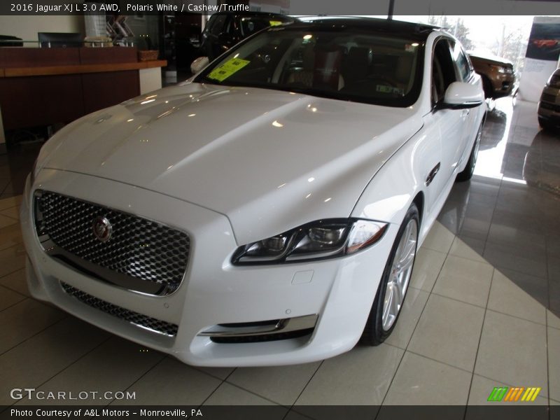 Polaris White / Cashew/Truffle 2016 Jaguar XJ L 3.0 AWD