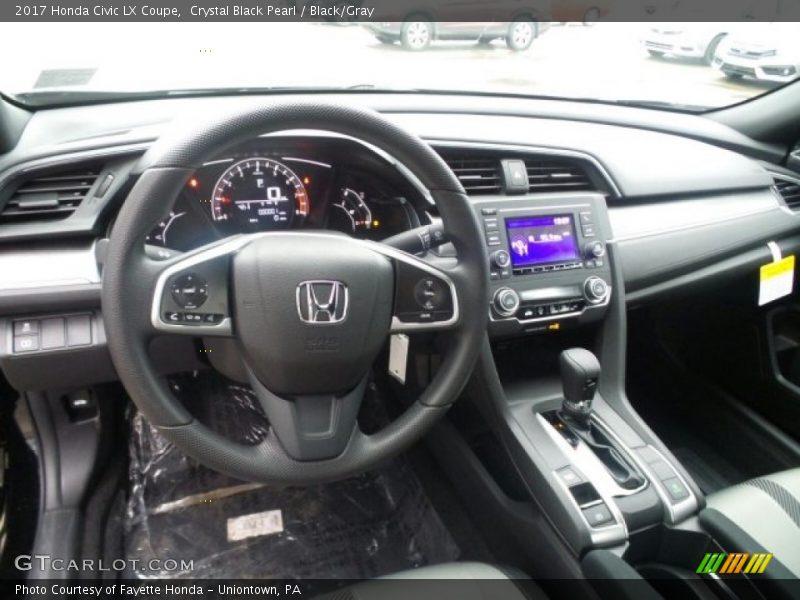 Crystal Black Pearl / Black/Gray 2017 Honda Civic LX Coupe