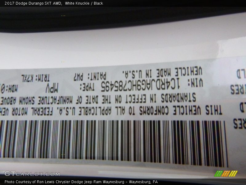 White Knuckle / Black 2017 Dodge Durango SXT AWD