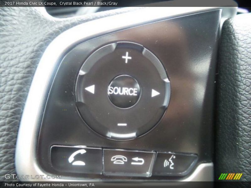Crystal Black Pearl / Black/Gray 2017 Honda Civic LX Coupe
