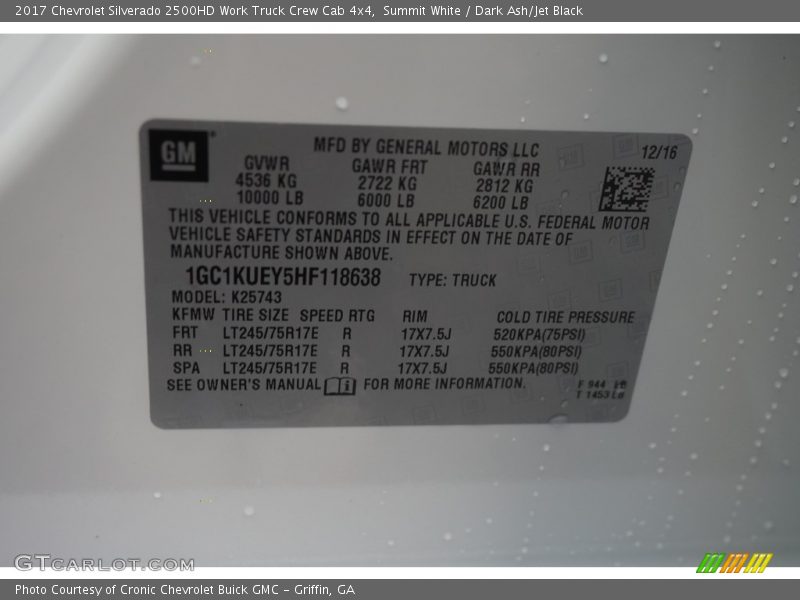 Summit White / Dark Ash/Jet Black 2017 Chevrolet Silverado 2500HD Work Truck Crew Cab 4x4