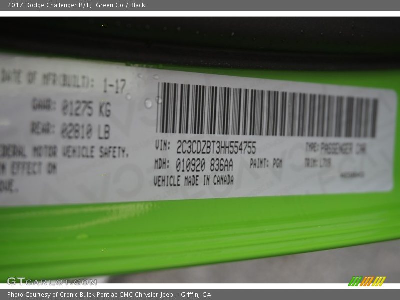 Green Go / Black 2017 Dodge Challenger R/T