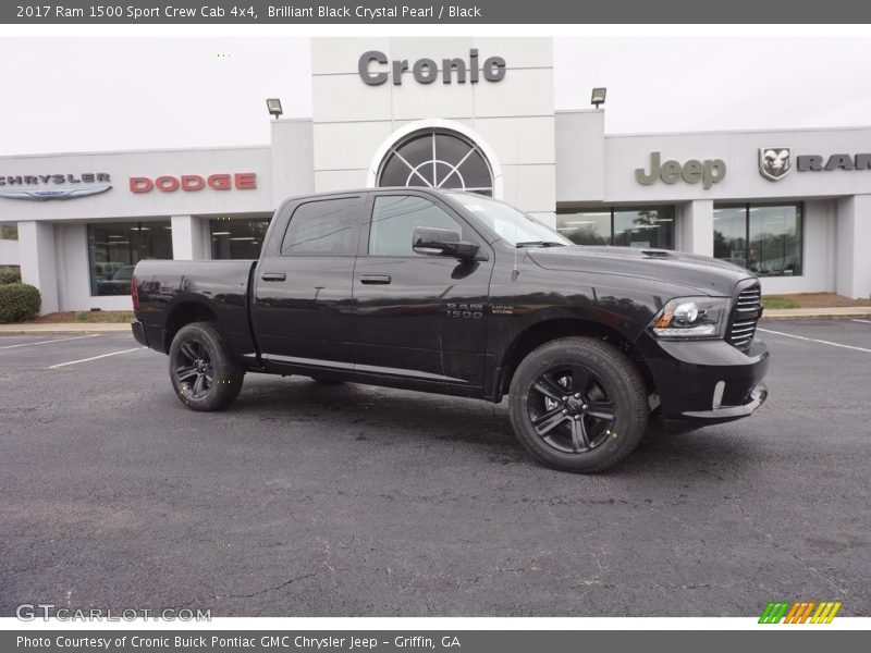 Brilliant Black Crystal Pearl / Black 2017 Ram 1500 Sport Crew Cab 4x4