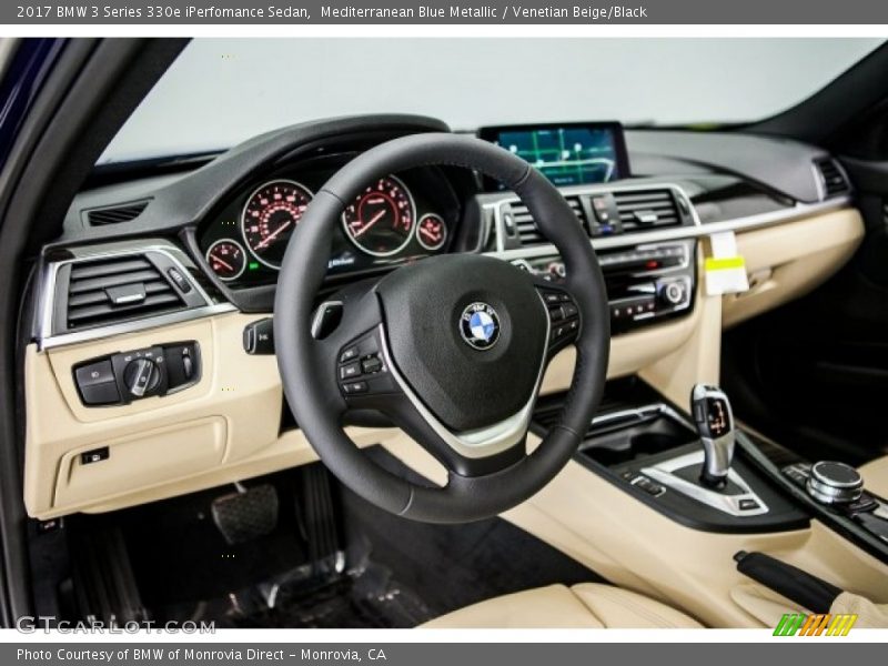 Mediterranean Blue Metallic / Venetian Beige/Black 2017 BMW 3 Series 330e iPerfomance Sedan