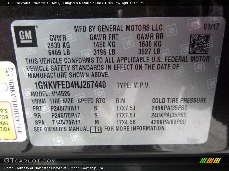 Tungsten Metallic / Dark Titanium/Light Titanium 2017 Chevrolet Traverse LS AWD