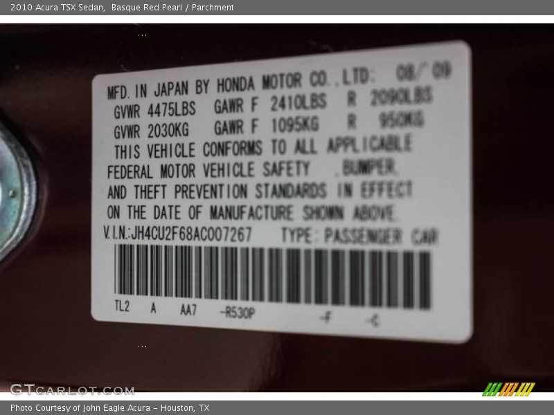 Basque Red Pearl / Parchment 2010 Acura TSX Sedan