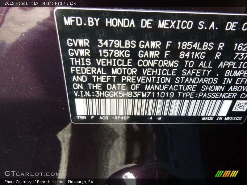 Milano Red / Black 2015 Honda Fit EX