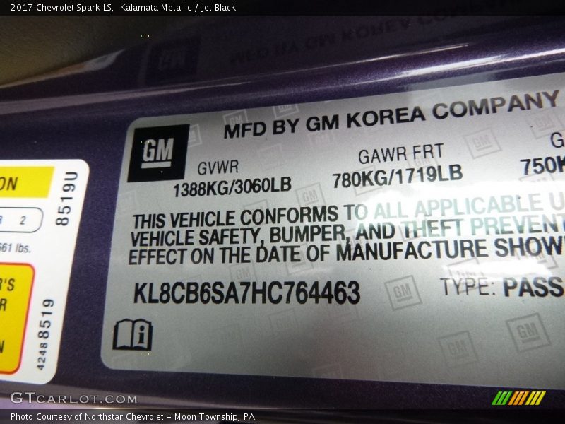 Kalamata Metallic / Jet Black 2017 Chevrolet Spark LS