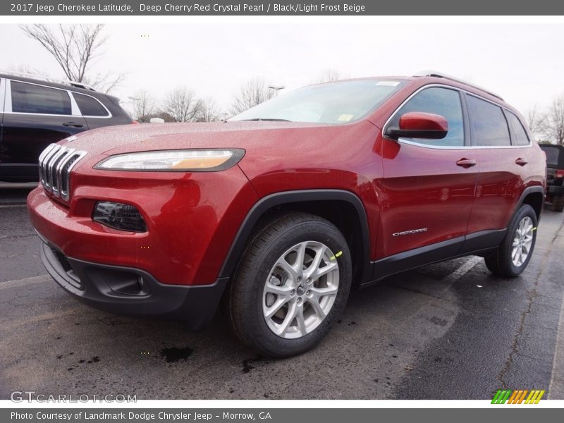 Deep Cherry Red Crystal Pearl / Black/Light Frost Beige 2017 Jeep Cherokee Latitude