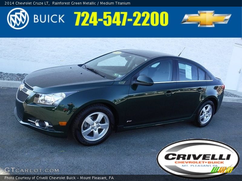 Rainforest Green Metallic / Medium Titanium 2014 Chevrolet Cruze LT