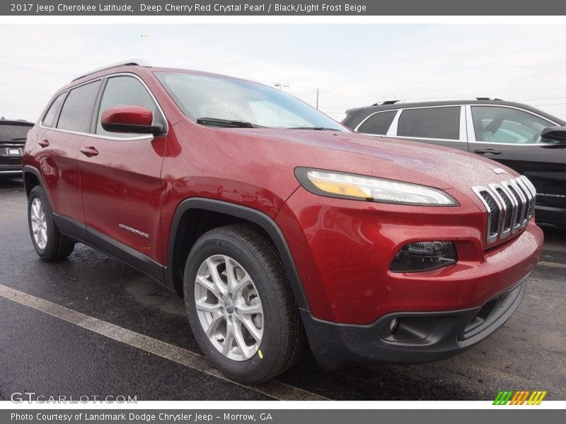 Deep Cherry Red Crystal Pearl / Black/Light Frost Beige 2017 Jeep Cherokee Latitude