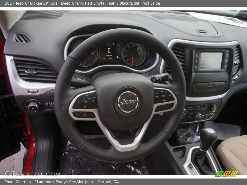 Deep Cherry Red Crystal Pearl / Black/Light Frost Beige 2017 Jeep Cherokee Latitude