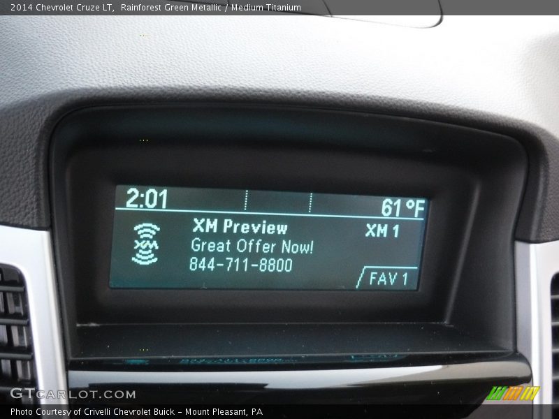 Rainforest Green Metallic / Medium Titanium 2014 Chevrolet Cruze LT
