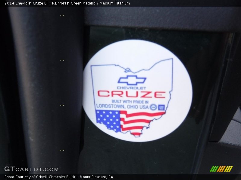 Rainforest Green Metallic / Medium Titanium 2014 Chevrolet Cruze LT