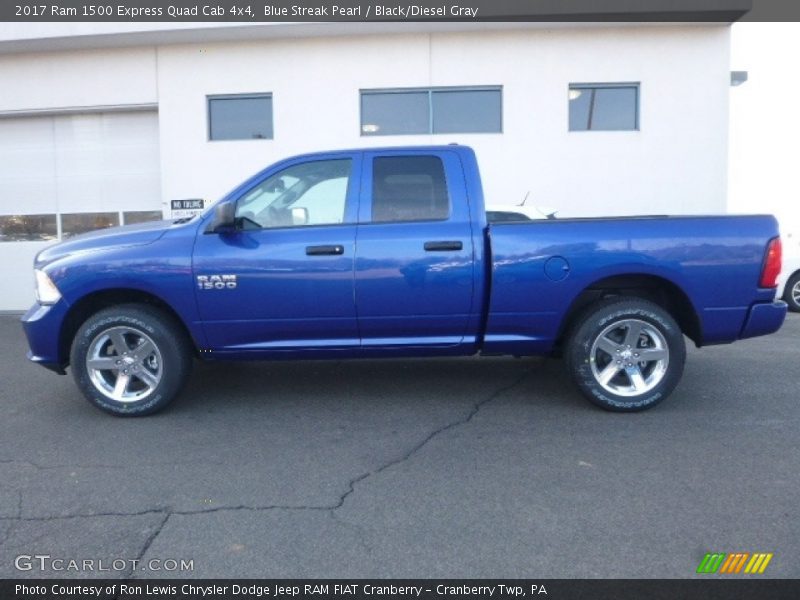 Blue Streak Pearl / Black/Diesel Gray 2017 Ram 1500 Express Quad Cab 4x4